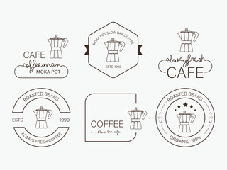 Wall Mural - Coffee premium label banner paper texture minimal style. Moka pot slow bar cafe. vintage banner and badges design.