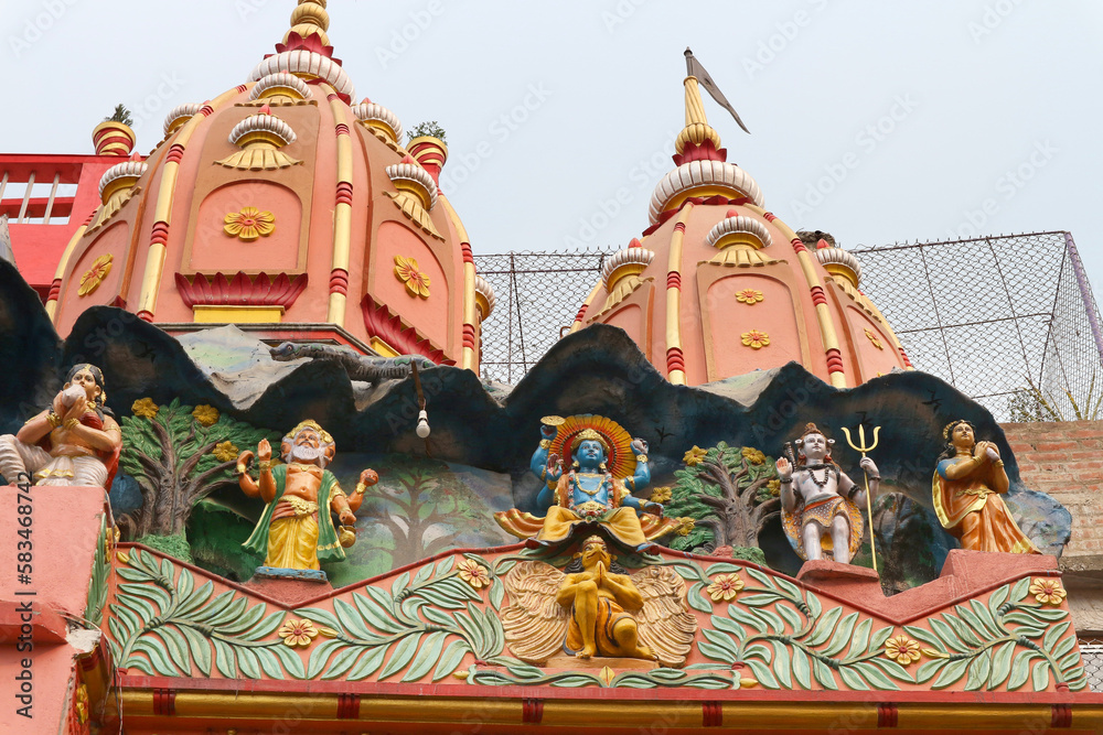 Brahma, Vishnu and Shiva at a Vaishnava Hindu temple in West Bengal ...