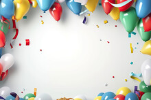 Birthday Party Background With Balloons. Illustration AI Generative.