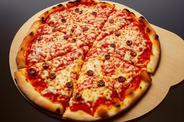 Poster - Italian pizza with sausage cheese on thin dough., created with generative ai