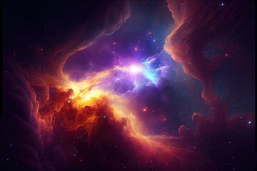 Wall Mural - dazzling nebula with streaks of light and starry background in deep space, created with generative a
