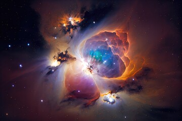 Wall Mural - dazzling nebula with streaks of light and starry background in deep space, created with generative a