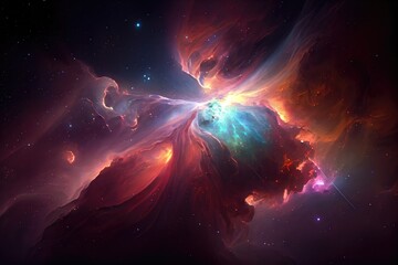 Wall Mural - dazzling nebula with streaks of light and starry background in deep space, created with generative a