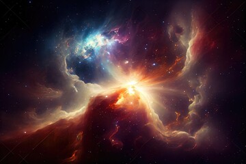 Wall Mural - dazzling nebula with streaks of light and starry background in deep space, created with generative a