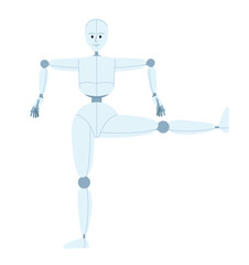 Fototapete - Humanoid robot mimicking dance semi flat color vector character. Human-like movement. Editable full body figure on white. Simple cartoon style spot illustration for web graphic design and animation
