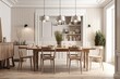 © The 2R Artificiality - contemporary farmhouse dining area. Mockup of an interior. Generative AI