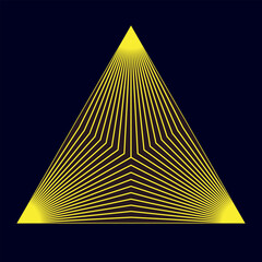 Poster - Golden luxury triangle as pyramid over black background. Abstract sacred illustration. Art line geometric concept.