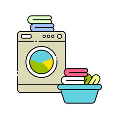 Wall Mural - Washing machine vector icon, line style electric appliance, cleaning clothes, dirty laundry, laundry symbol.