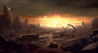 The Devastation of Earth: A Post-Apocalyptic Wasteland. Generative AI.