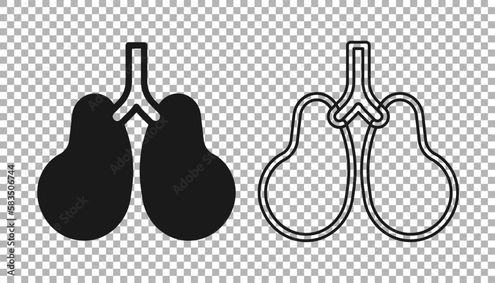 Black Lungs icon isolated on transparent background. Vector Stock ...