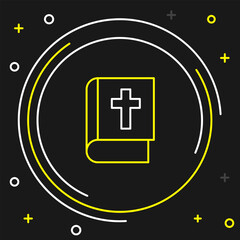 Wall Mural - Line Holy bible book icon isolated on black background. Colorful outline concept. Vector