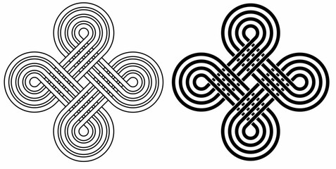 Wall Mural - outline silhouette Celtic Knot cross Symbol set isolated on white background