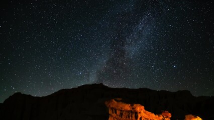 Wall Mural - Milky Way Galaxy Over Rock Formation W