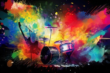 Wall Mural - colorful background for poster or graphic design with musical or party theme design, generative ai