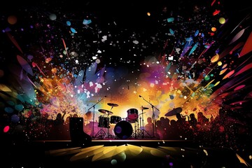 Wall Mural - colorful background for poster or graphic design with musical or party theme design, generative ai