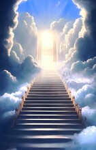 Gateway To The Kingdom Of God In The Sky Ambient With Clouds Generative AI Illustration