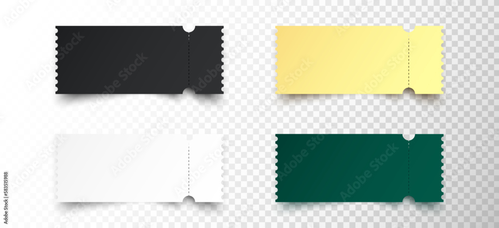 Realistic ticket set isolated on transparent background. Mockup black ...