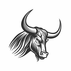 Wall Mural - Long Horn Cattle Logo. Generative AI