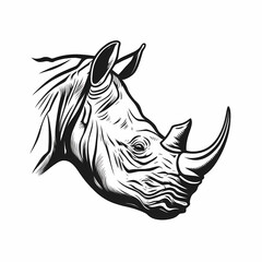 Wall Mural - Rhino Tattoo Isolated White Background. Generative AI