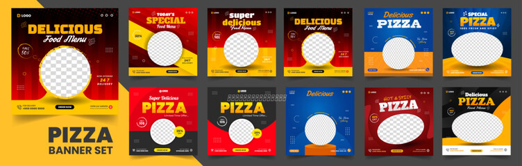 set of 10 big mega collection delicious pizza food menu social media post promotion web banner design. pizza  banner set, pizza banner bundle. food menu set, food menu bundle.