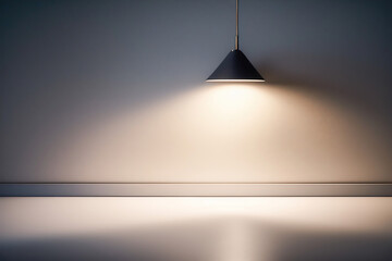 Aufkleber - Gray wall with lighting from a metal black lamp. Modern universal for presentation background, AI generated.