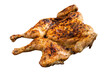 Whole roasted Chicken rotisserie with herbs.  Isolated, transparent background.