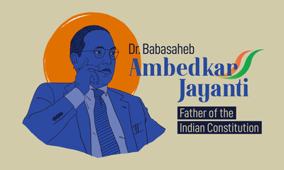 Wall Mural - PrintIndian freedom fighter Dr. Babasaheb Bhimrao Ambedkar Jayanti 14 April, Ambedkar Vector, and Typography.