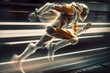 © Scrudje - A fast running runner leaves behind a speed light. Generative AI