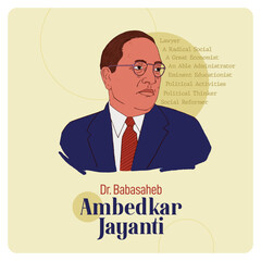 Wall Mural - Illustration of Dr. Bhimrao Ambedkar. Celebration of Ambedkar Jayanti 14th April.