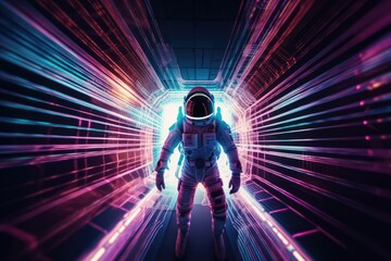 Wall Mural - Astronaut travelling in deep space, made with generative ai