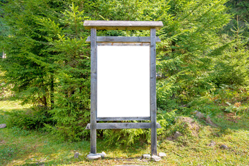 white blank sign board in green park in png isolated on transparent background