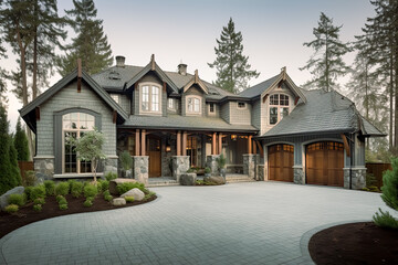 Beautiful Fancy  Home Exterior. Generative Ai.  luxury, modern, contemporary, and traditional. 