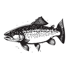 Wall Mural - black and white fish