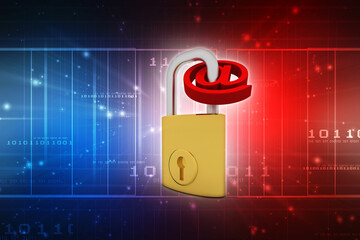 Poster - 3d rendering E-mail symbol with lock. Internet security concept