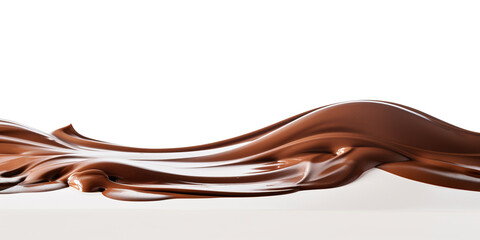 chocolate wave with splashes on solid white background, ai generative