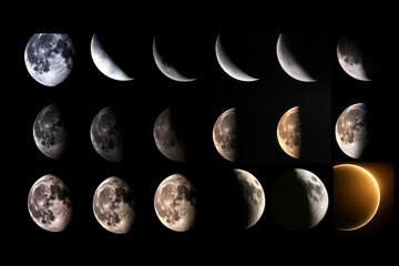Wall Mural - Phases of the moon as a concept of the calendar and holidays. Generative AI