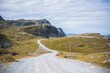 Aerial view of a winding road of Northern Norway to Havoysund