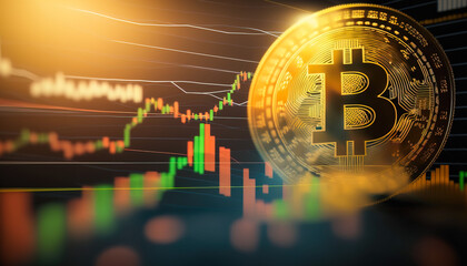 Wall Mural - Bitcoin - Cryptocurrency is the future of finance, and Bitcoin is leading the way - ai generated