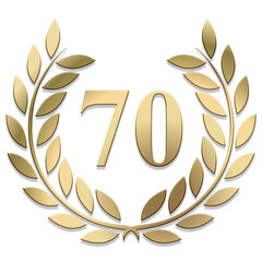 Wall Mural - 3D Gold PNG laurel wreath number 70