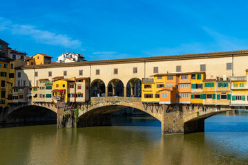 Wall Mural - Ponte Vecchio over Arno River in Florence, Italy. Architecture and landmark of Florence. Cityscape of Florence