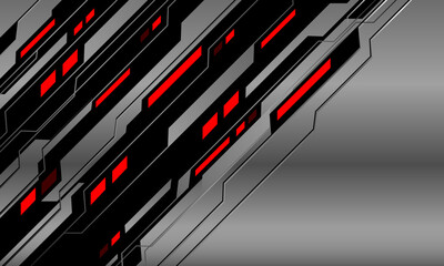 Poster - Abstract silver black red light power cyber pattern desifn modern futuristic technology background vector