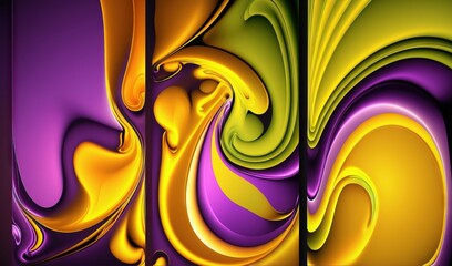 Sticker -  a computer generated image of a yellow, purple and yellow swirl.  generative ai