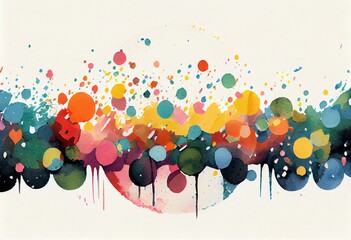 Watercolor Illustration of a Panorama Colorful Confetti , Art Illustration. Generative AI