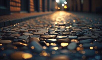 Wall Mural - a close up of a street with a lot of stones on it. generative ai