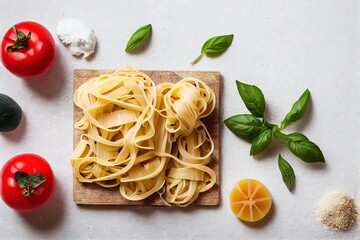 Poster - Homemade pasta made from flour, eggs and other ingredients., created with generative ai