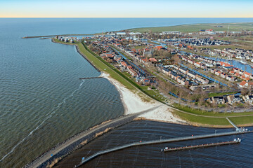 Wall Mural - Aerial from the city Stavoren in the Netherlands