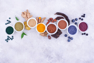 Wall Mural - Various healthy superfoods powder