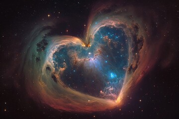 Wall Mural - A mesmerizing and enchanting image of a heart-shaped constellation, suspended in the dark void of space. Generated by AI