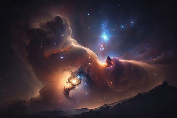 Wall Mural - The mesmerizing and otherworldly beauty of the cosmos is captured in this stunning image, featuring a rich. Generated by AI