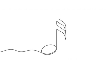 Poster - Music note of one continuous line drawn. Musical note drawing in one line. 4K video animation with alpha channel.